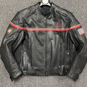 Indian Motorcyle Licensed Freeway Black Leather Coat Jacket Men's XXL